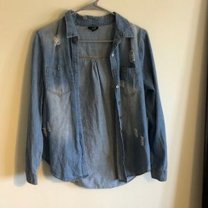 Distressed jean jacket
